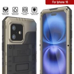 IPhone 16 Metal Extreme 3.0 Series Aluminum Waterproof Case IP68 W/Buillt In Screen Protector & Kickstand [Gold] -Phone Vibe Shop 7 Metal Extreme Iphone 16 ee8f434a bea0 40ba 9f68 6fa0bfb81d93
