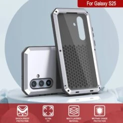 Galaxy S25 Metal Case, Heavy Duty Military Grade Armor Cover [shock Proof] Full Body Hard [White] -Phone Vibe Shop 7 Metallic S25 4fac6511 7518 4fe6 9bcd ac2f51835ca3