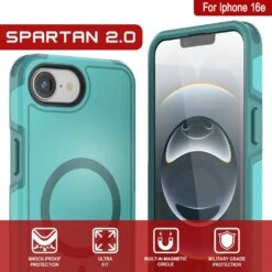 PunkCase IPhone 16e Case, [Spartan 2.0 Series] Clear Rugged Heavy Duty Cover W/Built In Screen Protector [Blue] -Phone Vibe Shop 7 Spartan 2 Iphone 16e 4e280b99 0516 40fb b26a 9a5e693bd328
