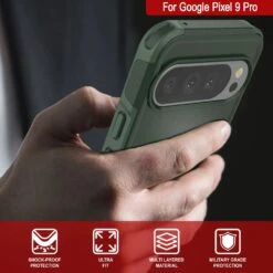 PunkCase Google Pixel 9 Pro Case, [Spartan 2.0 Series] Clear Rugged Heavy Duty Cover W/Built In Screen Protector [Dark Green] -Phone Vibe Shop 7 Spartan 2 Pixel 9 Pro 7632729c e168 4a1e 884d f4b04461e22f