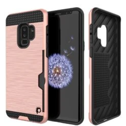 Galaxy S9 Plus Case, PUNKcase [SLOT Series] [Slim Fit] Dual-Layer Armor Cover W/Integrated Anti-Shock System, Credit Card Slot[Rose Gold]