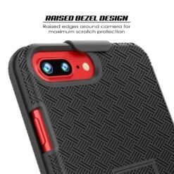 Punkcase IPhone 8 / 7 Plus Case With Tempered Glass Screen Protector, Holster Belt Clip & Built-In Kickstand Non Slip Dual Layer Hybrid TPU Full Body Protection [Thin Fit] For Apple IPhone 7+ & 8+ [Black] -Phone Vibe Shop 81kR6qpk LL. SL1500