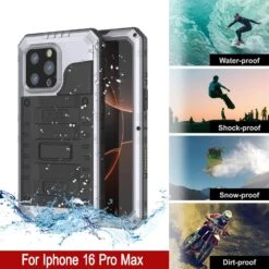IPhone 16 Pro Max Metal Extreme 3.0 Series Aluminum Waterproof Case IP68 W/Buillt In Screen Protector & Kickstand [White] -Phone Vibe Shop 8 Metal Extreme Iphone 16 Pro Max 4eaf385a bb31 4d3e a42e b167cb5aa12e