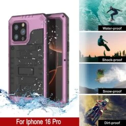 IPhone 16 Pro Metal Extreme 3.0 Series Aluminum Waterproof Case IP68 W/Buillt In Screen Protector & Kickstand [Pink] -Phone Vibe Shop 8 Metal Extreme Iphone 16 Pro 5fc405e2 845d 428d a9af ff1b5ed81d43