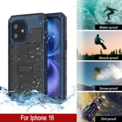 IPhone 16 Metal Extreme 3.0 Series Aluminum Waterproof Case IP68 W/Buillt In Screen Protector & Kickstand [Blue] -Phone Vibe Shop 8 Metal Extreme Iphone 16 59c5120a 5dc5 490d 8992 674d4656013c