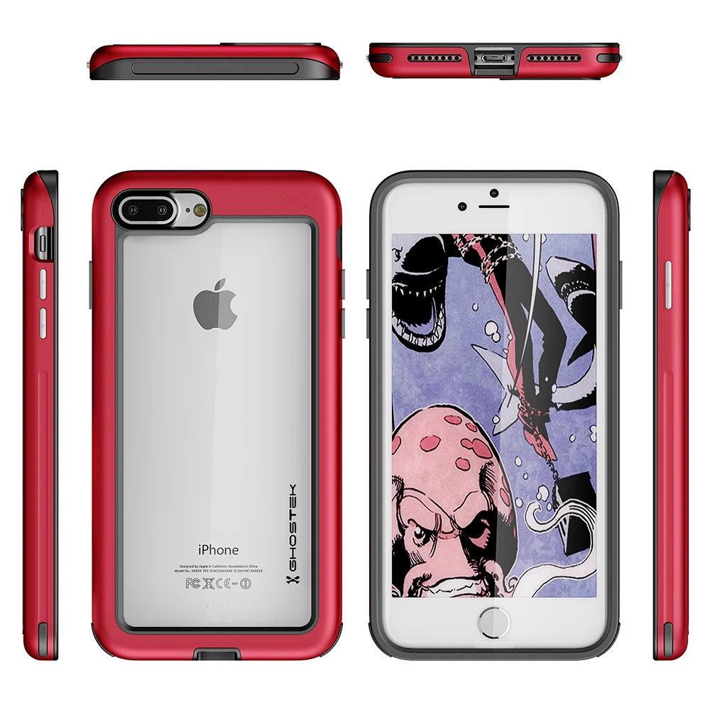 IPhone 8+ Plus Waterproof Case, Ghostek® Atomic Series | Shockproof | Dirt-proof | Snow-proof | Ultra Fit | [RED] - Image 2
