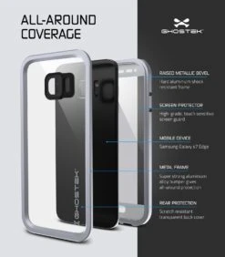 Galaxy S7 EDGE Waterproof Case, Ghostek Atomic 2.0 Silver Shock/Dirt/Snow Proof | Lifetime Warranty -Phone Vibe Shop Atomic samsungS7edge exploded Silver