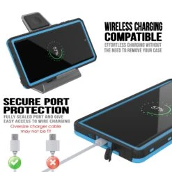 PunkCase Galaxy Note 10+ Plus Waterproof Case, [KickStud Series] Armor Cover [Light-Blue] -Phone Vibe Shop Charging Kickstud Galaxy Note 10 7a0c7079 1877 4a8d b0c1 882676afbd1a