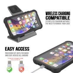 PunkCase IPhone 11 Case, [Spartan Series] Clear Rugged Heavy Duty Cover W/Built In Screen Protector [Black] -Phone Vibe Shop Charging Spartan Iphone 11