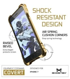IPhone 8 Case, Ghostek® Covert Gold, Premium Impact Protective Armor | Lifetime Warranty Exchange -Phone Vibe Shop Covert iPhone7 drop golden 42bcce29 a625 40da 8c4e e74bab45a04a