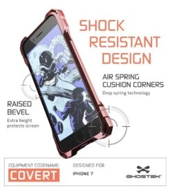IPhone 8 Case, Ghostek® Covert Rose Pink, Premium Impact Protective Armor | Warranty -Phone Vibe Shop Covert iPhone7 drop rose 21be75d7 744a 4704 8650 512970f596e2