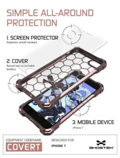 IPhone 8 Case, Ghostek® Covert Rose Pink, Premium Impact Protective Armor | Warranty -Phone Vibe Shop Covert iPhone7 stacked rose d3f87ca5 9a55 4991 9706 572914b46c33