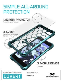 IPhone 7 Case, Ghostek® Covert Teal, Premium Impact Protective Armor | Lifetime Warranty Exchange 10 IPhone 7 Case, Ghostek® Covert Teal, Premium Impact Protective Armor | Lifetime Warranty Exchange -Phone Vibe Shop Covert iPhone7 stacked teal