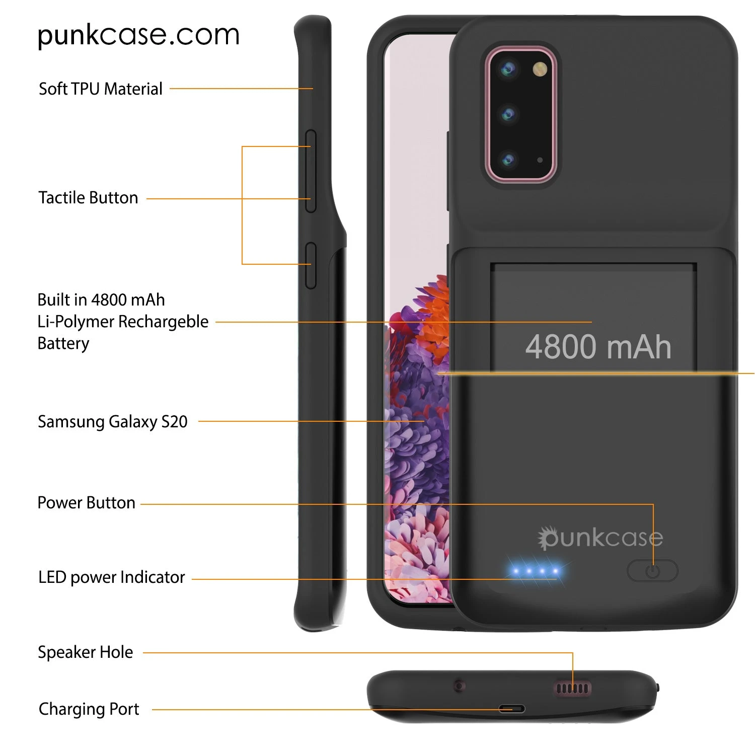 PunkJuice S20 Battery Case All Black - Fast Charging Power Juice Bank With 4800mAh 4 PunkJuice S20 Battery Case All Black - Fast Charging Power Juice Bank With 4800mAh - Image 2