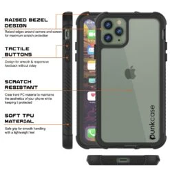 PunkCase IPhone 11 Pro Max Case, [Spartan Series] Clear Rugged Heavy Duty Cover W/Built In Screen Protector [Black] -Phone Vibe Shop Detail Spartan Iphone 11 Pro Max