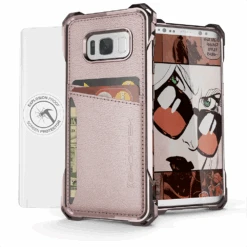 Galaxy S8 Wallet Case, Ghostek Exec Pink Series | Slim Armor Hybrid Impact Bumper | TPU PU Leather Credit Card Slot Holder Sleeve Cover