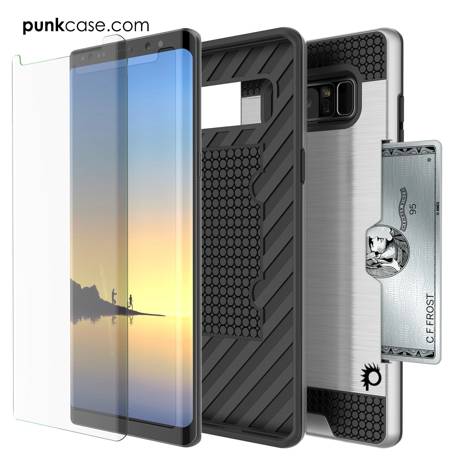 Galaxy Note 8 Case, PUNKcase [SLOT Series] Slim FitSamsung Note 8 [Silver] - Image 4
