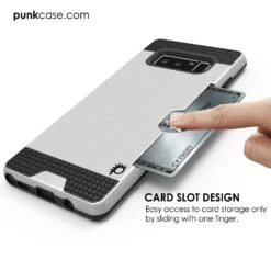 Galaxy Note 8 Case, PUNKcase [SLOT Series] Slim FitSamsung Note 8 [Silver] -Phone Vibe Shop Galaxy Note 8 Case PUNKcase SLOT Series Slim Fit with Screen Protector for Samsung Note 8 Silver 2