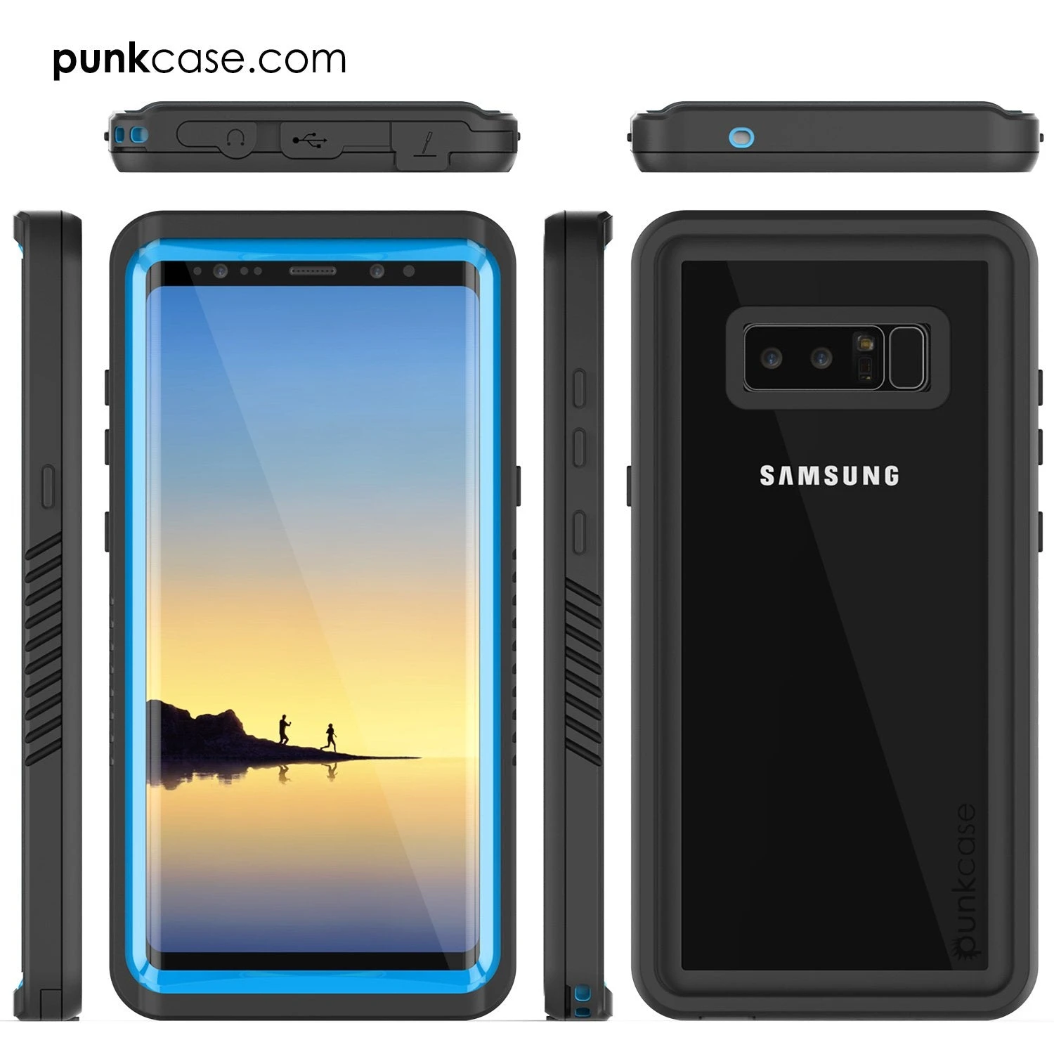 Galaxy Note 8 Case, Punkcase [Extreme Series] [Slim Fit] [IP68 Certified] [Shockproof] Armor Cover W/ Built In Screen Protector [Light Blue] - Image 2