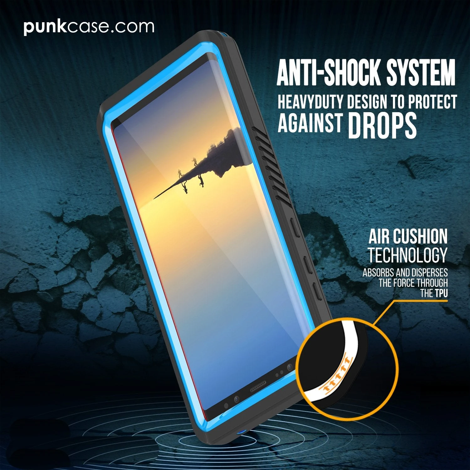 Galaxy Note 8 Case, Punkcase [Extreme Series] [Slim Fit] [IP68 Certified] [Shockproof] Armor Cover W/ Built In Screen Protector [Light Blue] - Image 4