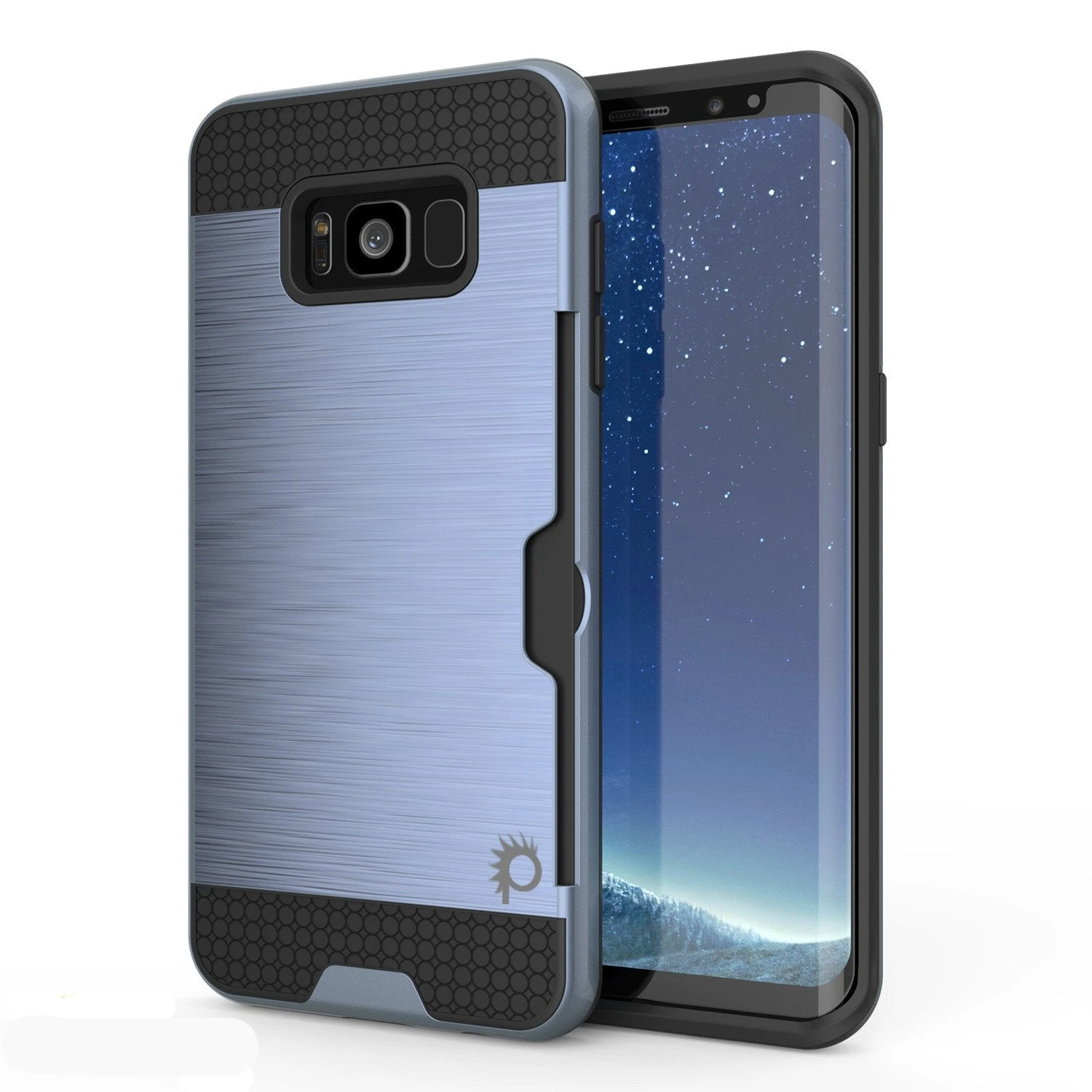 Galaxy S8 Plus Case, PUNKcase [SLOT Series] [Slim Fit] Dual-Layer Armor Cover W/Integrated Anti-Shock System, Credit Card Slot [Navy]