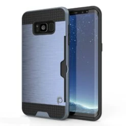 Galaxy S8 Case, PUNKcase [SLOT Series] [Slim Fit] Dual-Layer Armor Cover W/Integrated Anti-Shock System, Credit Card Slot [Navy]