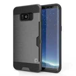 Galaxy S8 Case, PUNKcase [SLOT Series] [Slim Fit] Dual-Layer Armor Cover W/Integrated Anti-Shock System, Credit Card Slot [Grey]