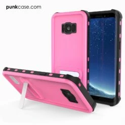 Galaxy S8 Plus Waterproof Case, Punkcase KickStud Pink Series [Slim Fit] [IP68 Certified] [Shockproof] [Snowproof] Armor Cover W/ Built-In Kickstand -Phone Vibe Shop Galaxy S8 Waterproof Case Punkcase KickStud Series Pink 2
