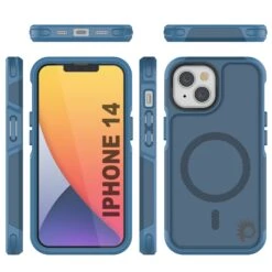 PunkCase IPhone 14 Case, [Spartan 2.0 Series] Clear Rugged Heavy Duty Cover W/Built In Screen Protector [Navy] -Phone Vibe Shop Group Spartan 2 Iphone 14