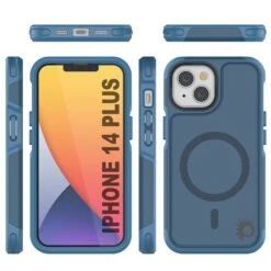 PunkCase IPhone 14 Plus Case, [Spartan 2.0 Series] Clear Rugged Heavy Duty Cover W/Built In Screen Protector [Navy] -Phone Vibe Shop Group Spartan 2 Iphone 14 Plus