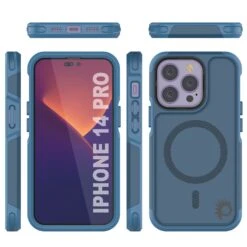 PunkCase IPhone 14 Pro Case, [Spartan 2.0 Series] Clear Rugged Heavy Duty Cover W/Built In Screen Protector [Navy] -Phone Vibe Shop Group Spartan 2 Iphone 14 Pro