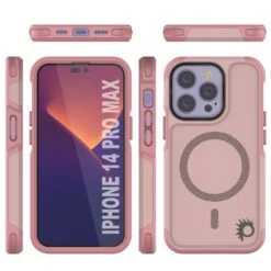 PunkCase IPhone 14 Pro Max Case, [Spartan 2.0 Series] Clear Rugged Heavy Duty Cover W/Built In Screen Protector [Pink] -Phone Vibe Shop Group Spartan 2 Iphone 14 Pro Max