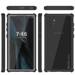 Punkcase Galaxy Note 10+ Plus Case, [Spartan Series] Black Rugged Heavy Duty Cover W/Built In Screen Protector