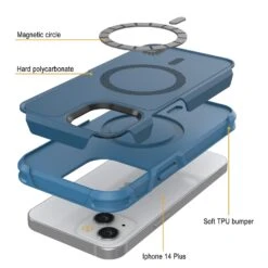 PunkCase IPhone 14 Plus Case, [Spartan 2.0 Series] Clear Rugged Heavy Duty Cover W/Built In Screen Protector [Navy] -Phone Vibe Shop Inner Spartan 2 Iphone 14 Plus