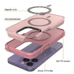 PunkCase IPhone 14 Pro Max Case, [Spartan 2.0 Series] Clear Rugged Heavy Duty Cover W/Built In Screen Protector [Pink] -Phone Vibe Shop Inner Spartan 2 Iphone 14 Pro Max