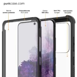 PunkCase Galaxy S20 Ultra Case, [Spartan Series] Clear Rugged Heavy Duty Cover W/Built In Screen Protector [Black] -Phone Vibe Shop Inner Spartan Galaxy S20 Ultra