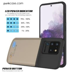 PunkJuice S20 Ultra Battery Case Gold - Fast Charging Power Juice Bank With 6000mAh -Phone Vibe Shop LED Punkjuice Galaxy S20 Ultra f719d3b4 6651 4075 918a c7df737b631d