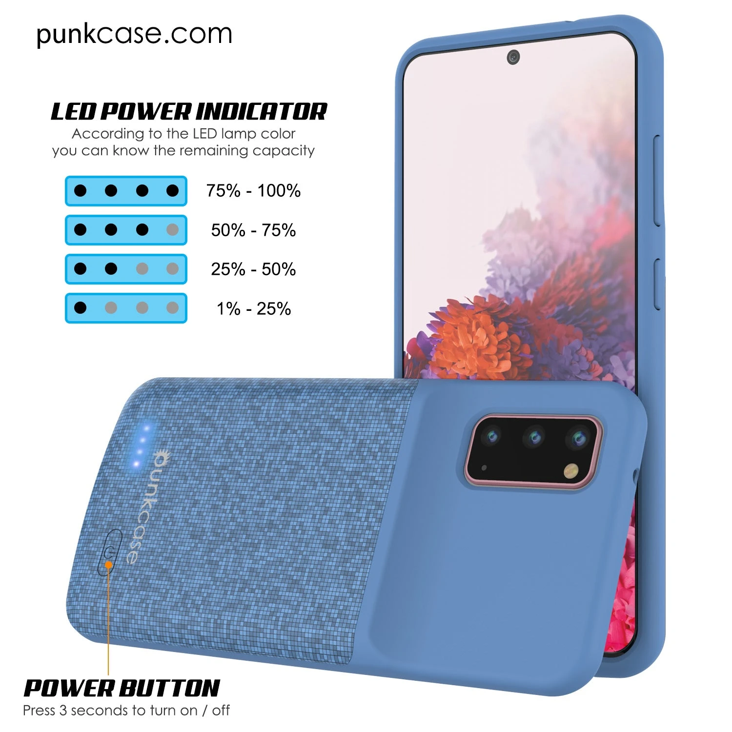 PunkJuice S20 Battery Case Patterned Blue - Fast Charging Power Juice Bank With 4800mAh 7 PunkJuice S20 Battery Case Patterned Blue - Fast Charging Power Juice Bank With 4800mAh - Image 5