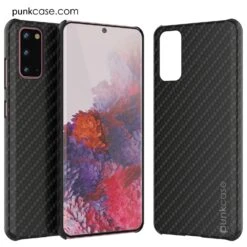 Galaxy S20 Case, Punkcase CarbonShield, Heavy Duty & Ultra Thin 2 Piece Dual Layer PU Leather Black Cover (Carbon Fiber Style) -Phone Vibe Shop Main Carbon Galaxy S20