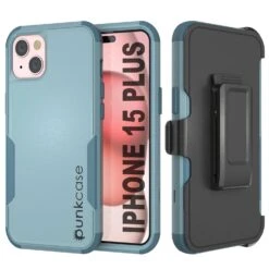 Punkcase For IPhone 15 Plus Belt Clip Multilayer Holster Case [Patron Series] [Mint]