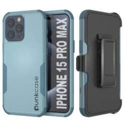 Punkcase For IPhone 15 Pro Max Belt Clip Multilayer Holster Case [Patron Series] [Mint]
