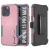 Punkcase For IPhone 15 Pro Max Belt Clip Multilayer Holster Case [Patron Series] [Pink-Blue]