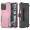 Punkcase For IPhone 15 Pro Belt Clip Multilayer Holster Case [Patron Series] [Pink-Blue]