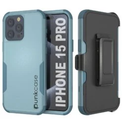 Punkcase For IPhone 15 Pro Belt Clip Multilayer Holster Case [Patron Series] [Mint]