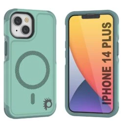 PunkCase IPhone 14 Plus Case, [Spartan 2.0 Series] Clear Rugged Heavy Duty Cover W/Built In Screen Protector [Teal]