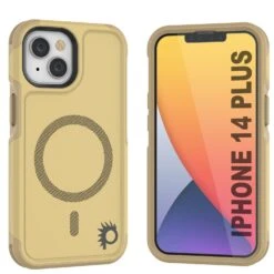 PunkCase IPhone 14 Plus Case, [Spartan 2.0 Series] Clear Rugged Heavy Duty Cover W/Built In Screen Protector [Yellow]