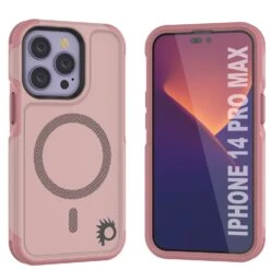 PunkCase IPhone 14 Pro Max Case, [Spartan 2.0 Series] Clear Rugged Heavy Duty Cover W/Built In Screen Protector [Pink]