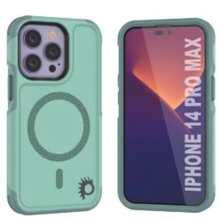 PunkCase IPhone 14 Pro Max Case, [Spartan 2.0 Series] Clear Rugged Heavy Duty Cover W/Built In Screen Protector [Teal]
