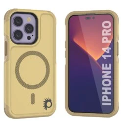 PunkCase IPhone 14 Pro Case, [Spartan 2.0 Series] Clear Rugged Heavy Duty Cover W/Built In Screen Protector [Yellow]