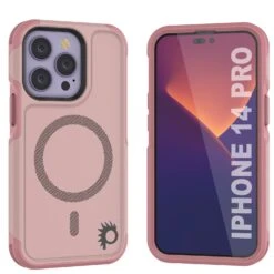 PunkCase IPhone 14 Pro Case, [Spartan 2.0 Series] Clear Rugged Heavy Duty Cover W/Built In Screen Protector [Pink]
